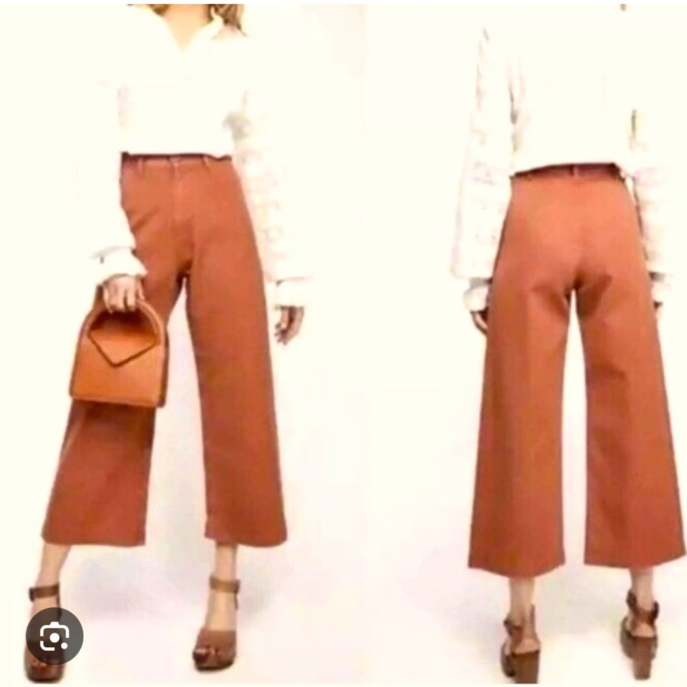 FREE PEOPLE Burnt Orange Paperback Cropped Pants High Waist Size 2 BRAND NEW